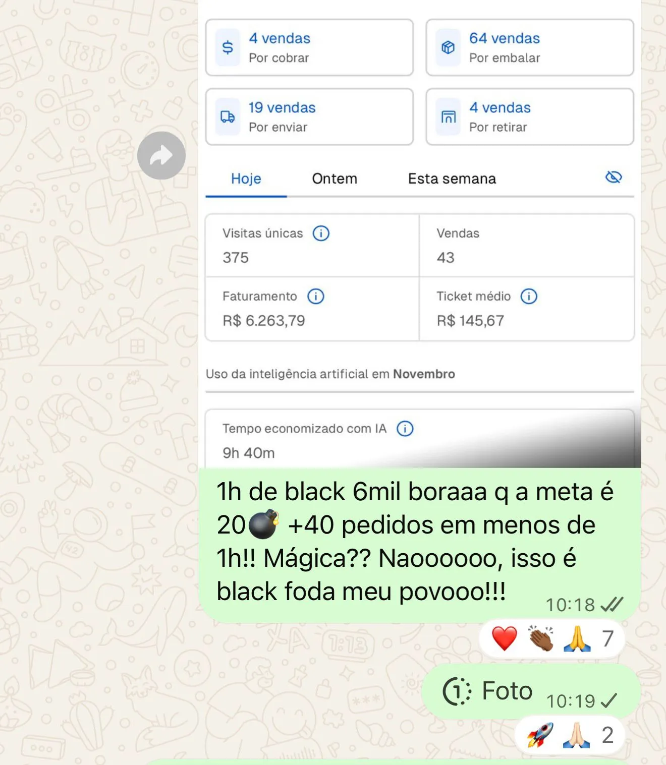 +40 pedidos em menos de 1 hora de Black Foda
